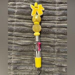 Yellow Beaded Pen with Flower Topper